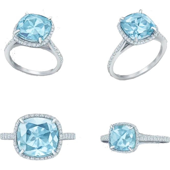 Light blue cushion diamond engagement ring  emoji