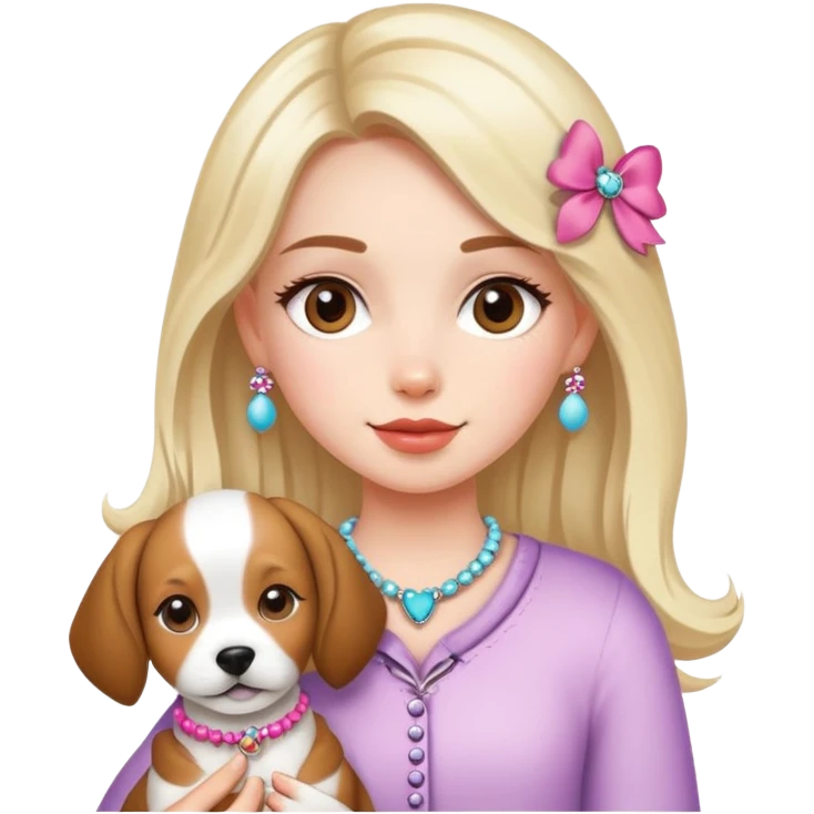 Girl with her dog girly emoji
