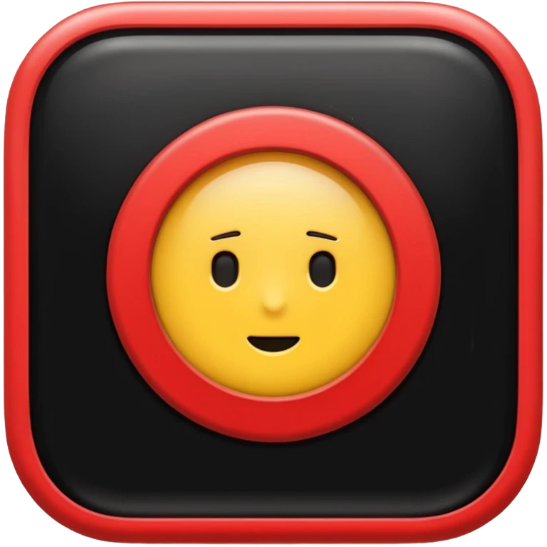 A black and red rectangle with a medium-sized yellow circle in the middle emoji