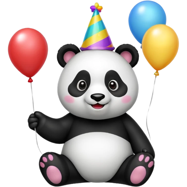Panda with party hat and balloon emoji