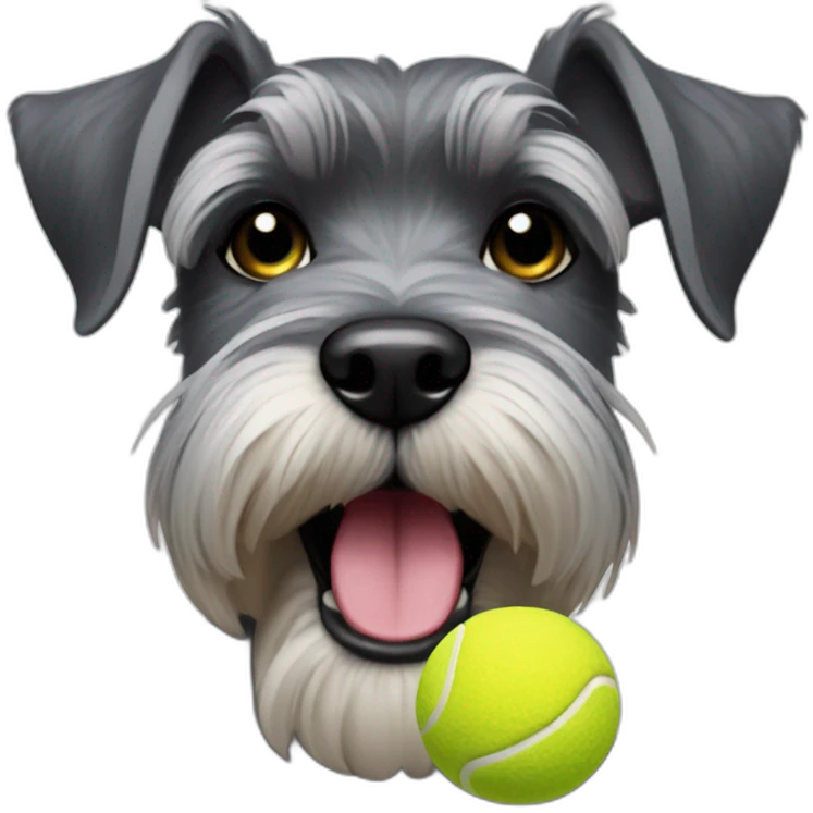 Schnauzer with small tennis ball in mouth emoji