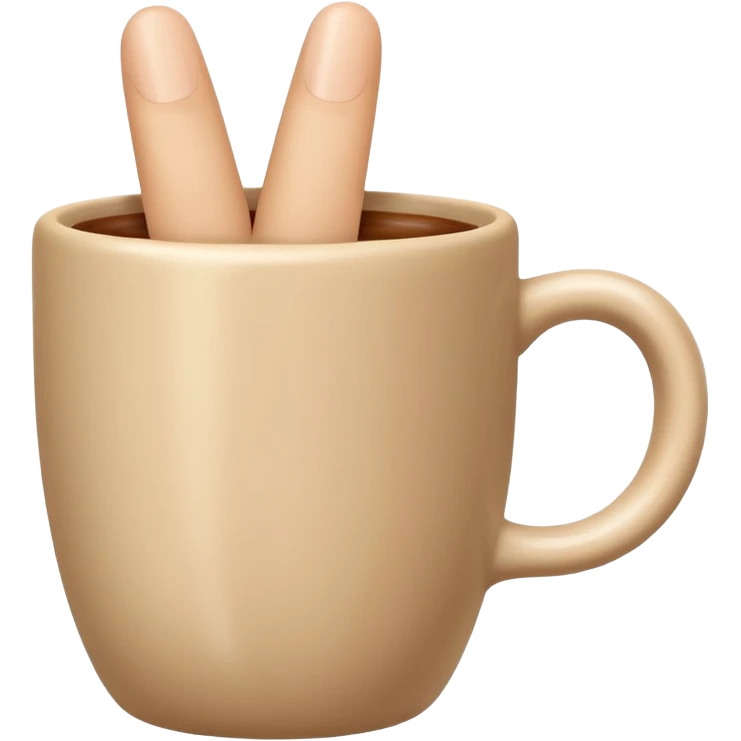 Two fingers in a beige closed cup emoji