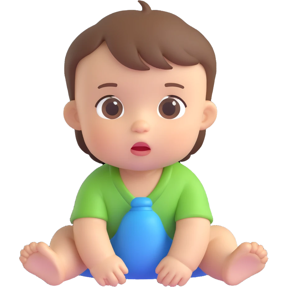 baby boy with brown hair, simple and cute emoji