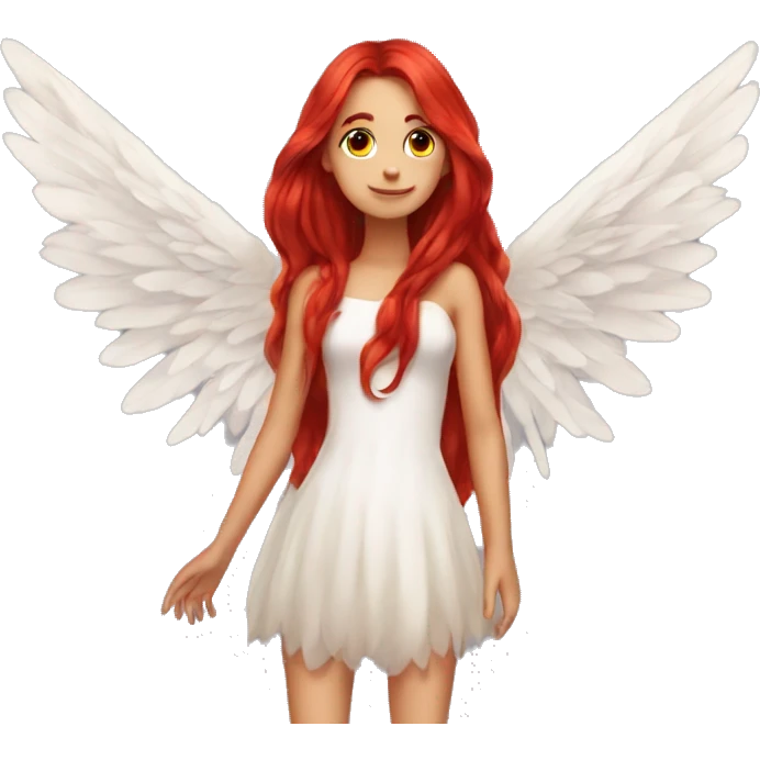 big wings, fire, Beautiful, fairy, red, long hair emoji