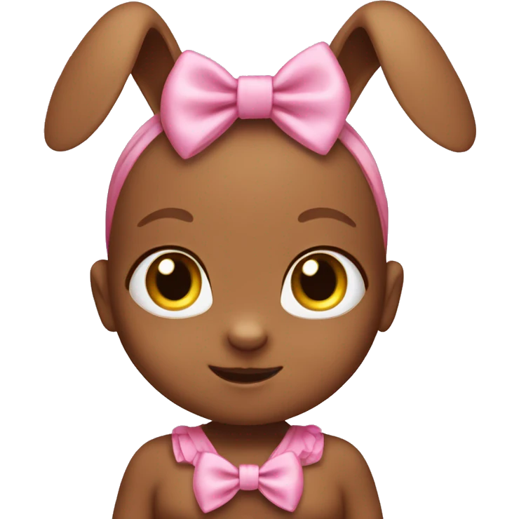 Brown baby bunny wearing pink hair bow emoji