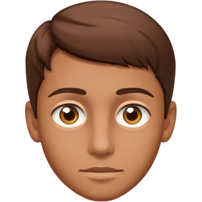 young man with smooth skin, bright eyes, brown hair, head only emoji