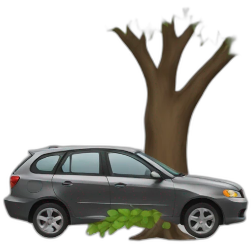 car hit a tree emoji