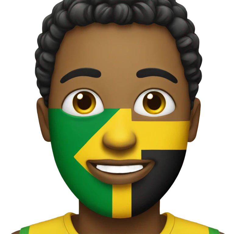 Emoji face with Jamaican flag emoji