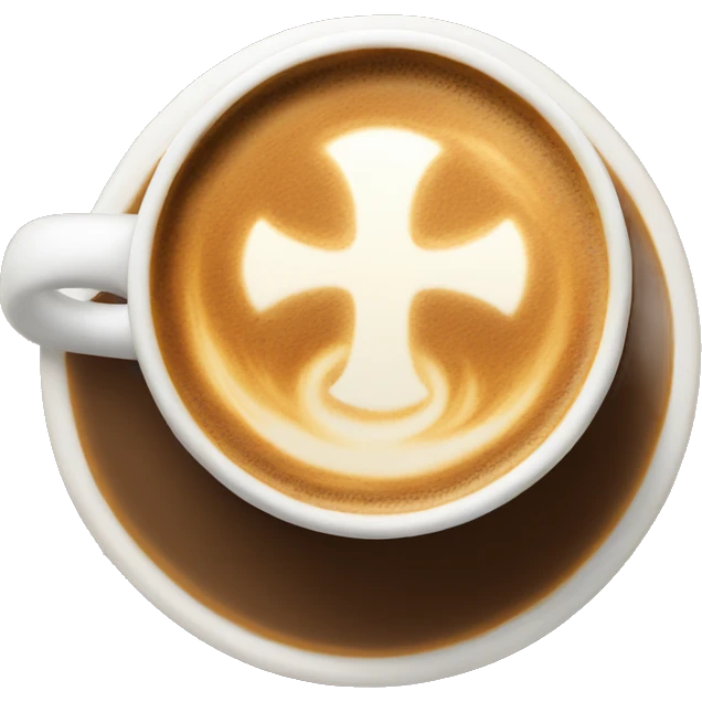 Coffee with latte art of cross emoji
