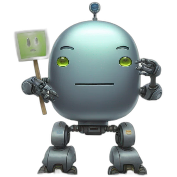 blob meow robot holding a sign saying "PD-Bot" emoji