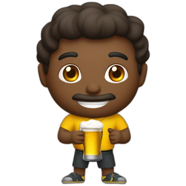 Garoto de pele escura gosdinho tomando um latinha de cerveja emoji