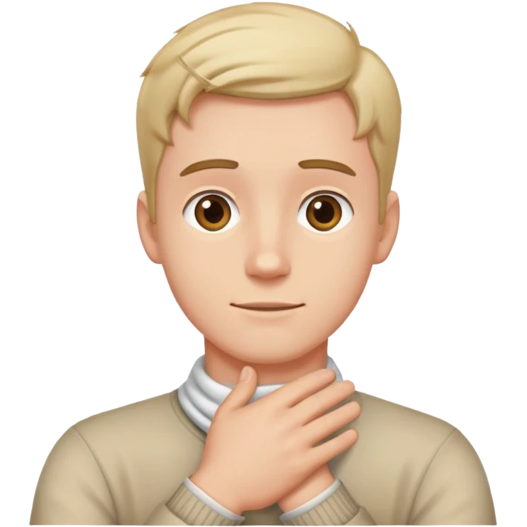 guy crossing hand and holding around his neck emoji