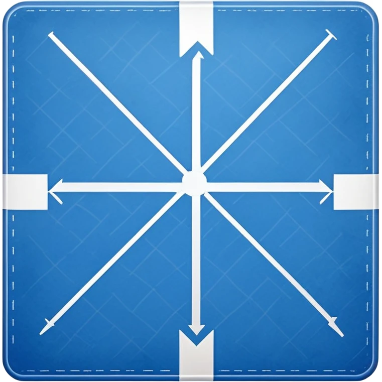 blue blueprint with white lines, X mark in the corner, and a dotted path to the X emoji