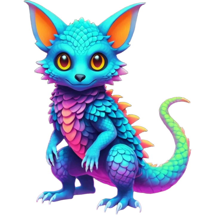 futuristic lush warm-colored neon-colored Fakémon-Trico-creature (full body) emoji