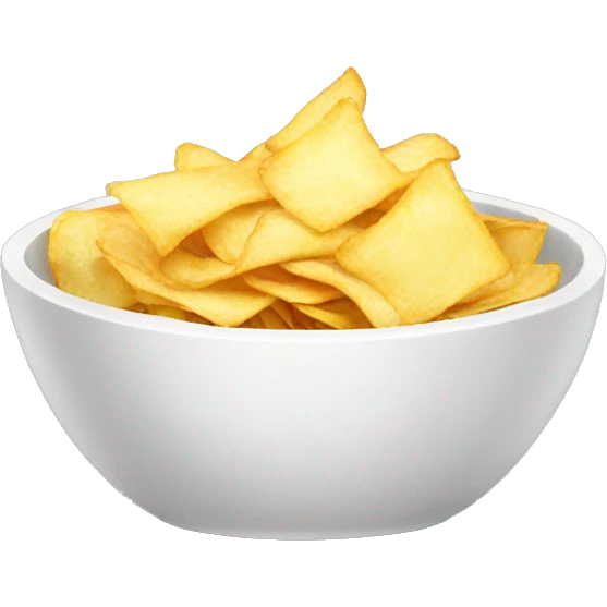 a white bowl which is filled with chips  emoji