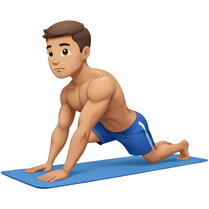buff man blue shorts doing plank exercise on yoga mat emoji