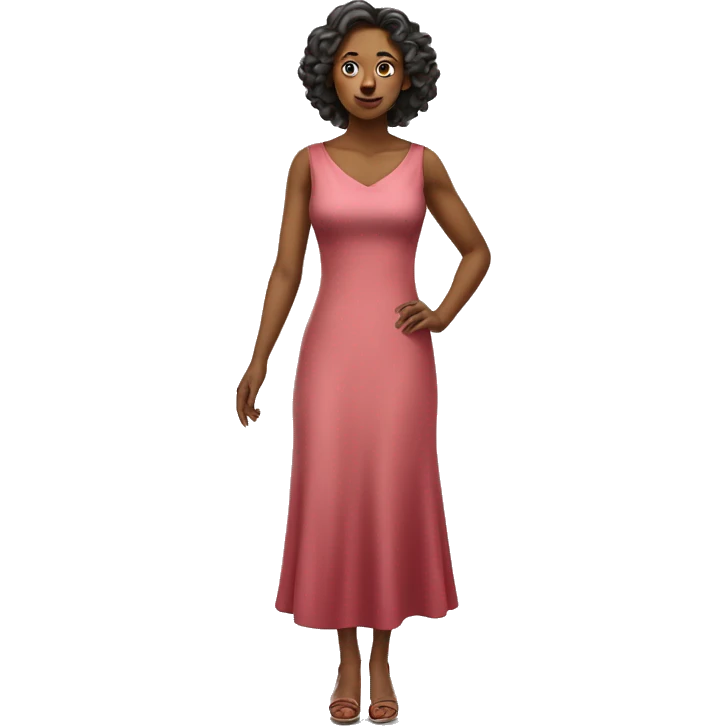woman full length in dress photorealistic serious emoji