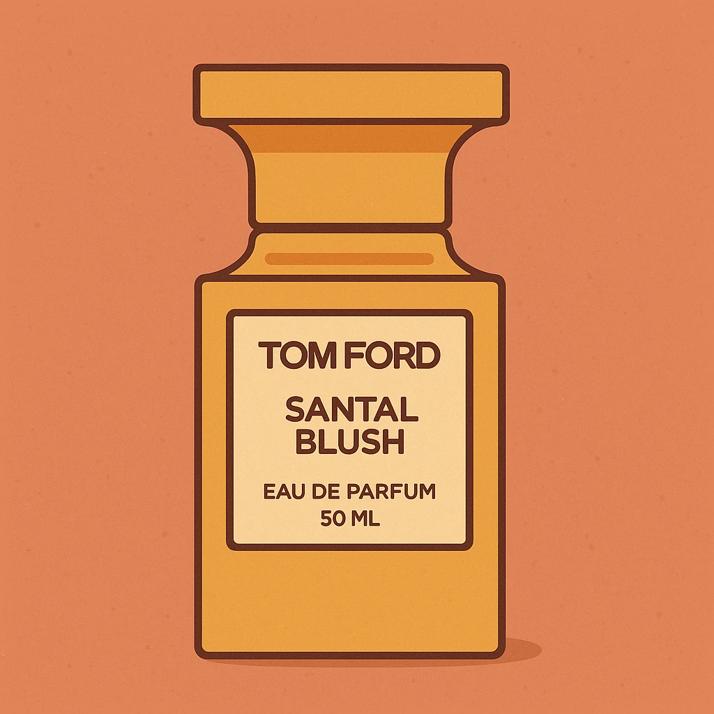 Flat toon style illustration of Tom Ford santal blush perfume  emoji