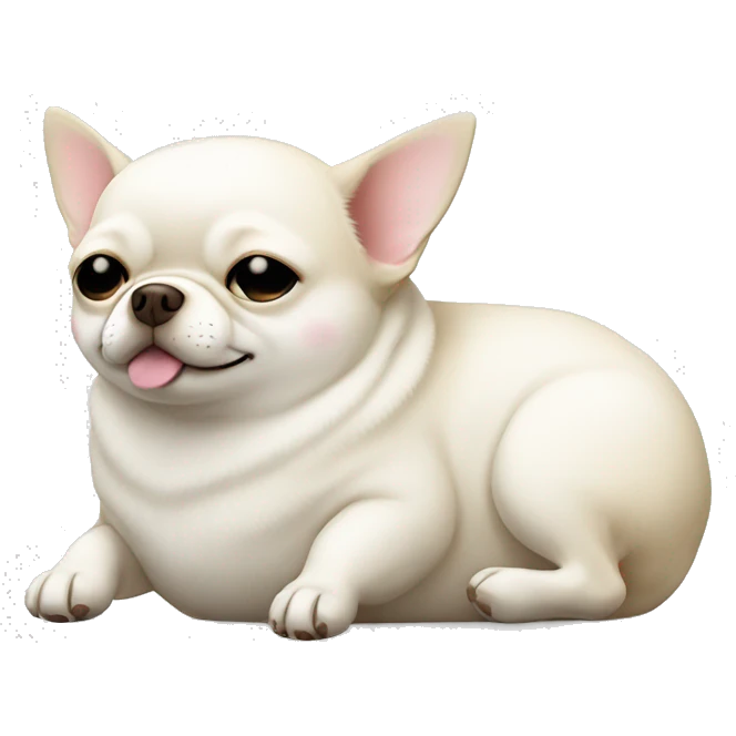fat white chihuahua sleeping whole body emoji