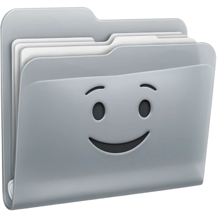A **simple emoji-style icon** of a **frosted light-gray plastic folder** with **rounded corners**, **elastic string and button closure**, slightly translucent, clean front, subtle shading, and a **small tax/forms symbol in one corner.
 emoji