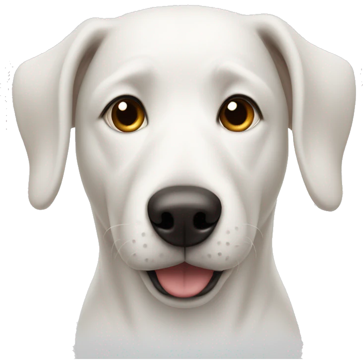 White dog with straight ears with being on the end of ears  emoji