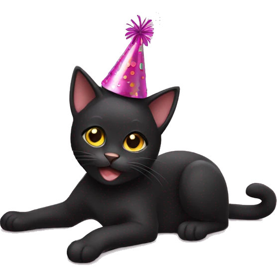 black cat with birthday hat emoji
