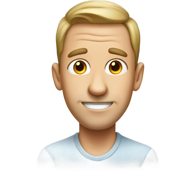White male with big nose with big ears with big neck with no teeth emoji