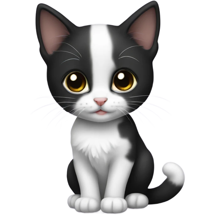 Little black and white kitten emoji