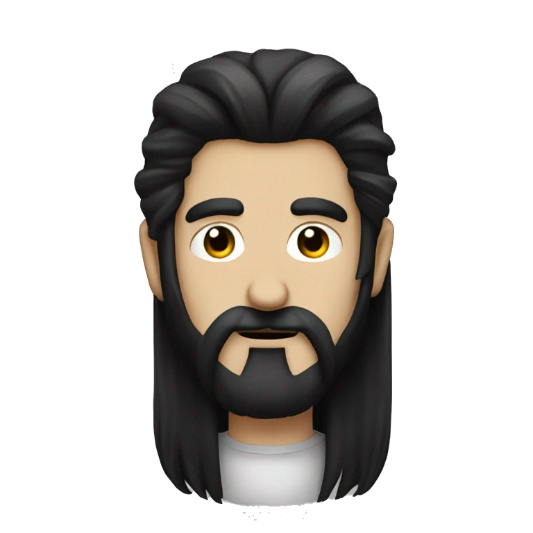 a goth man with long black hair and mustache and beard emoji