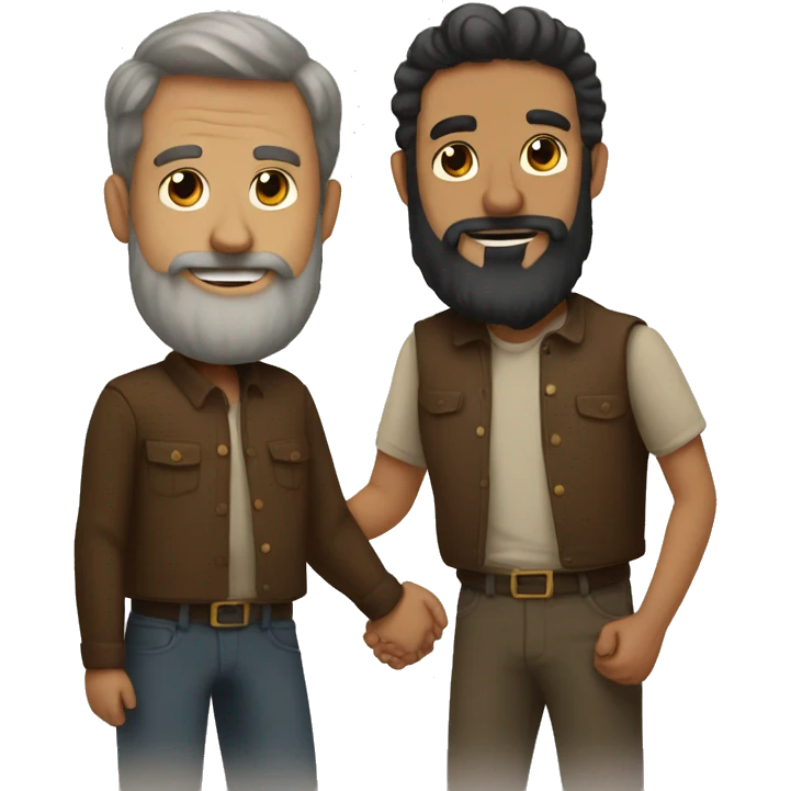 Two bearded men are holding hands emoji