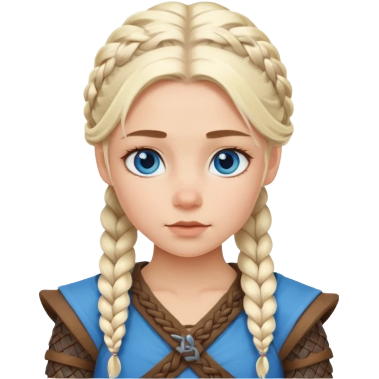 Viking platinum blonde girl with braid and blue eyes. emoji