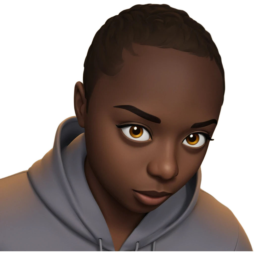 dark-skinned boy portrait gaze emoji