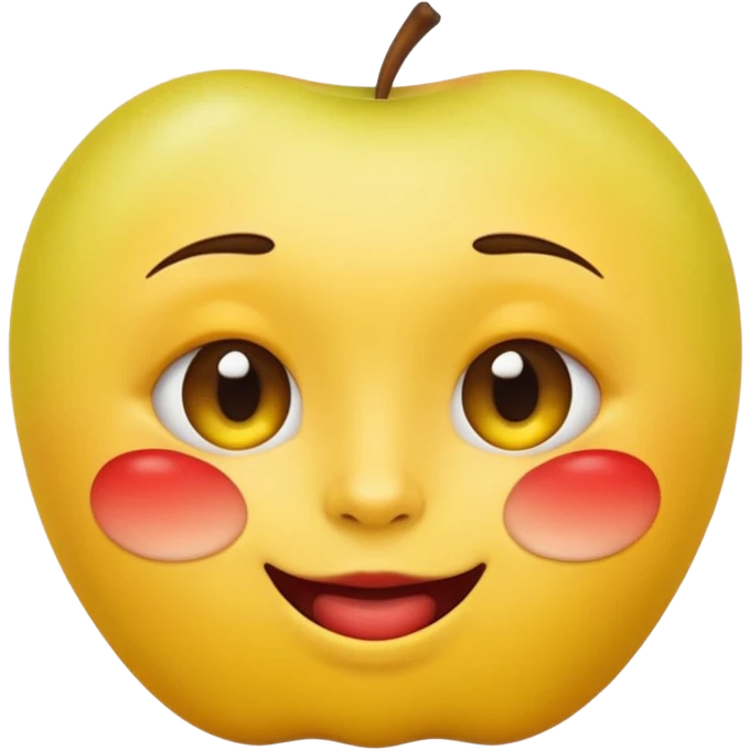 biting lip, round yellow face, realistic apple emoji style, no body, no hands, just the face emoji