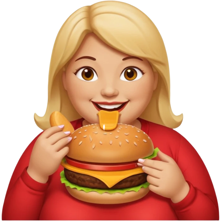 Obese woman eating a burger emoji