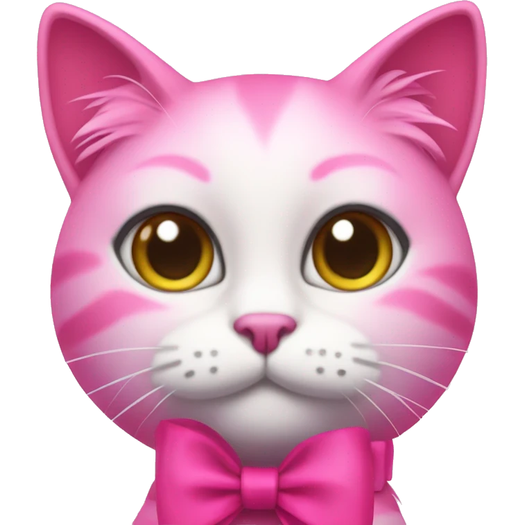 Hot pink cat with long eyelashes and a bow around her neck emoji