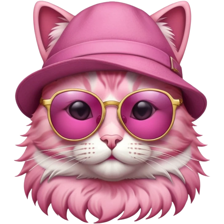 pink cat wearing sunglasses and hat emoji