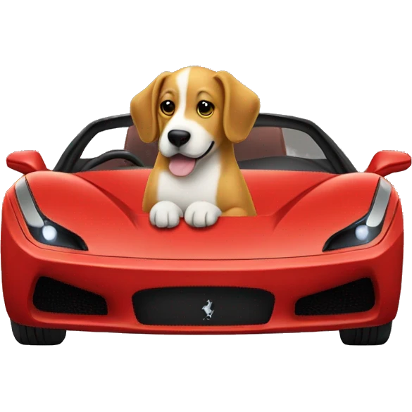 Dog driving a Ferrari  emoji