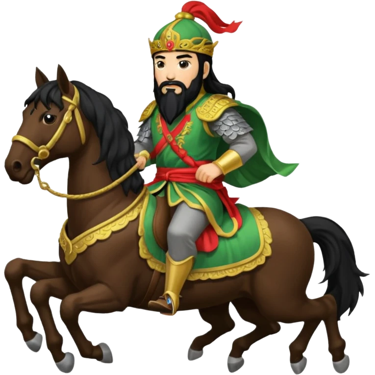 黑发黑胡子骑着马的长胡子关羽emoji emoji