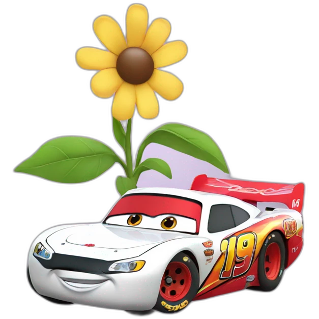 lightning McQueen with a flower emoji