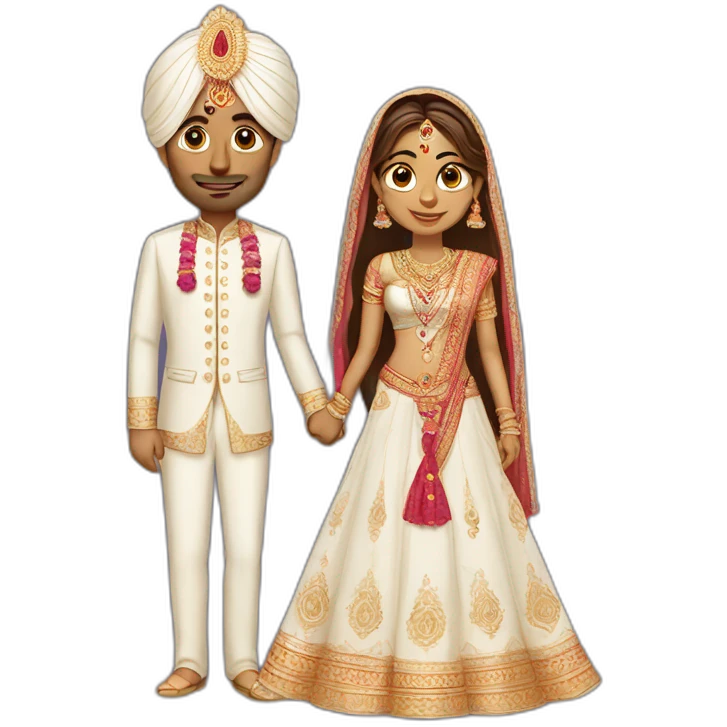 indian bride and tall groom emoji