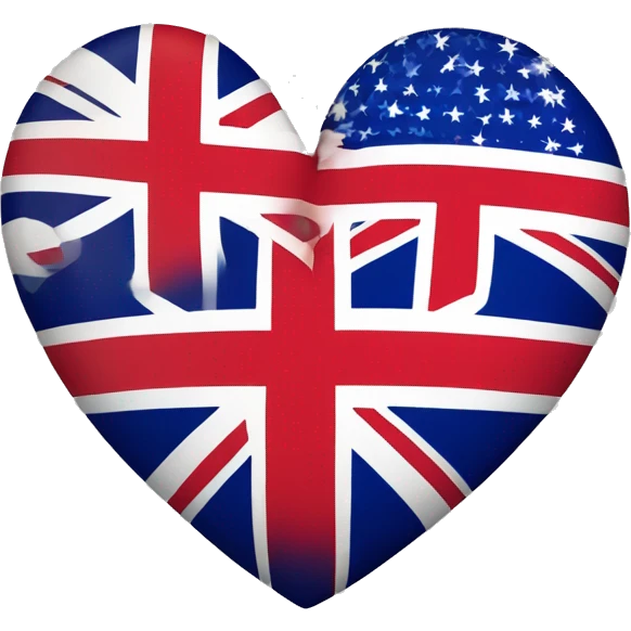 Heart with half UK flag and half US flag professional emoji