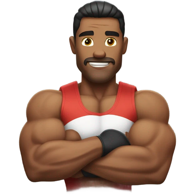 muscle man showing emoji
