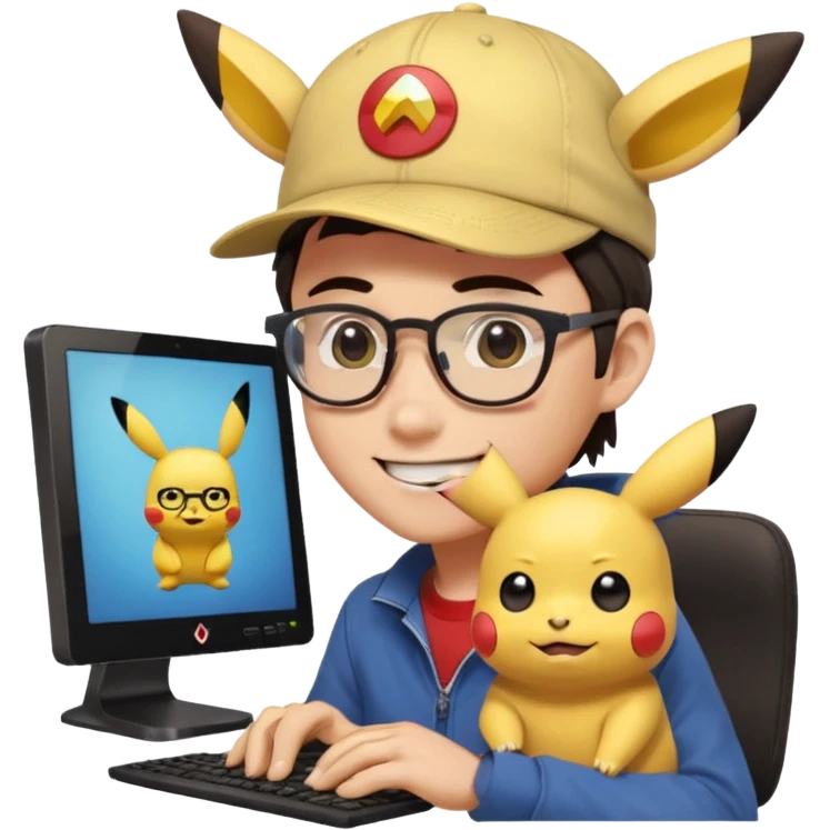gere emoji do Ash Ketchum o personagem de Pokemon de tiferentes tipos se basenado no do whatsapp mais com um toque de programdador  emoji