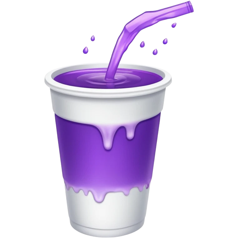 a white styrofaom cup with purple liquid that is tipped over with the liquid slightly pouring out emoji