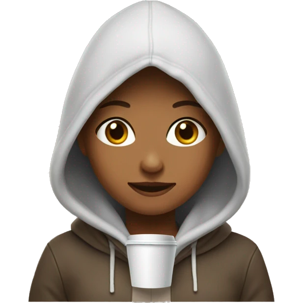 Girl with coffee and wear a hoodie emoji