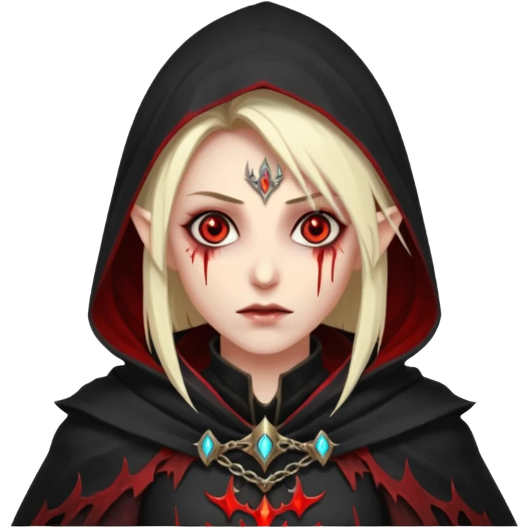 Blood elf deathKight glowing red eyes all clocked in darkness  emoji