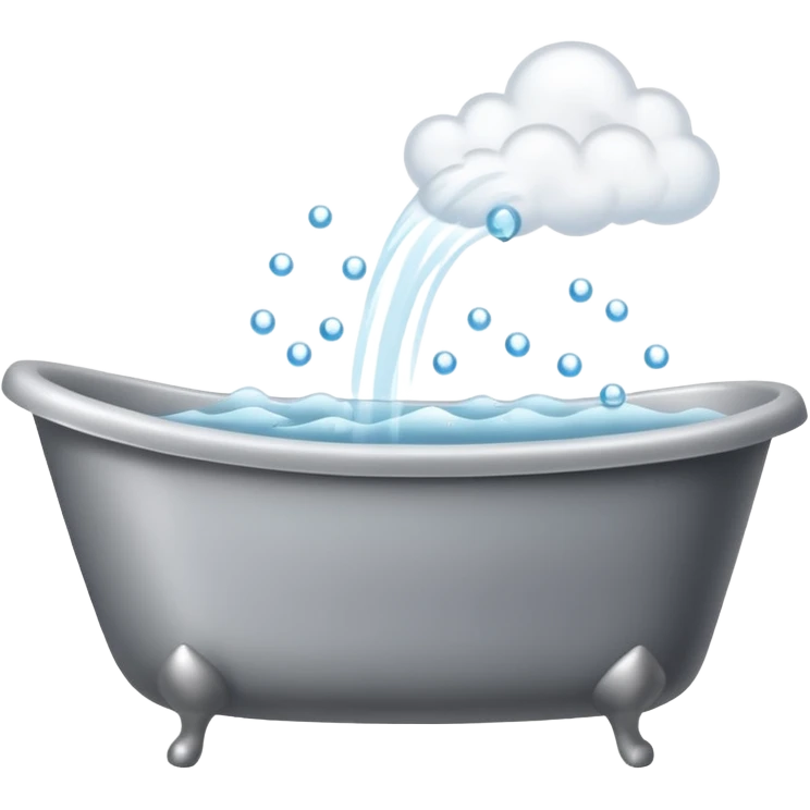 Bathtub with leaves for bubbles and smoke  emoji