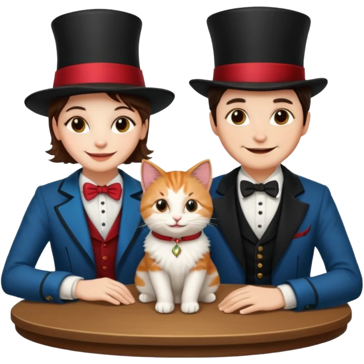magician couple and their pet cat emoji