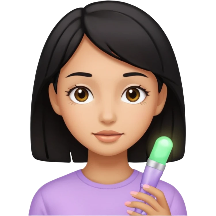 tan girl black hair cute pastel colors skin care emoji
