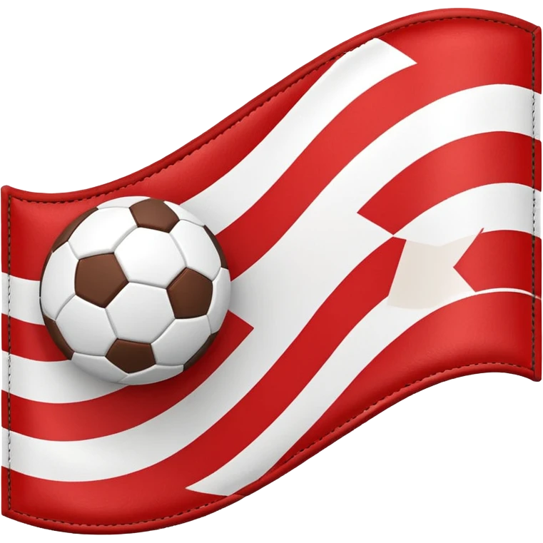 Horizontal stripes flage whit read and a football emoji